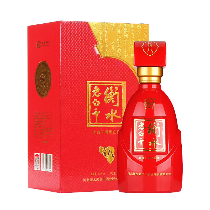 衡水老白干白酒古法八年52度500ml*1纯粮食酒高度白酒单瓶 - 叭卦优选
